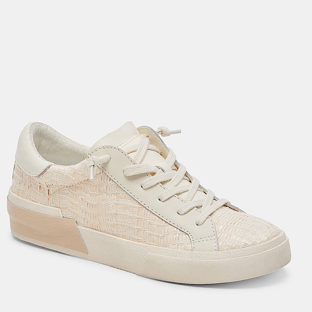 Dolce Vita Zina Bone Raffia Cream Sneakers